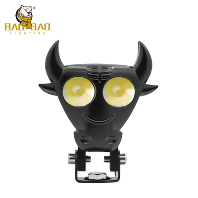 Black Bull Horn Kartun Putih Kuning Motorcycle Spotlight Lampu LED Aksesoris