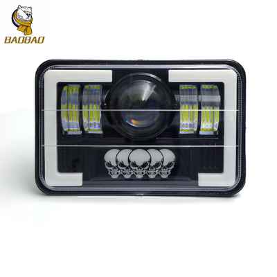 Plastik Aluminium 5 Inch Tengkorak Putih Kuning Mobil Lampu depan LED Moto Spotlight