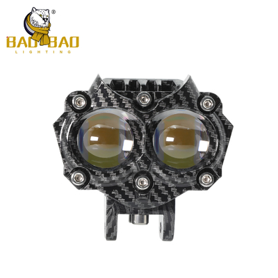 Carbon Fiber Casing Putih Kuning Flash Aluminium LED Motorcycle Spot Lampu