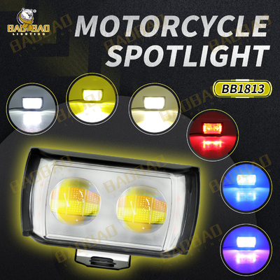 Full Aluminium Putih Kuning Dual Warna 2 LED Motor MINI Driving Light