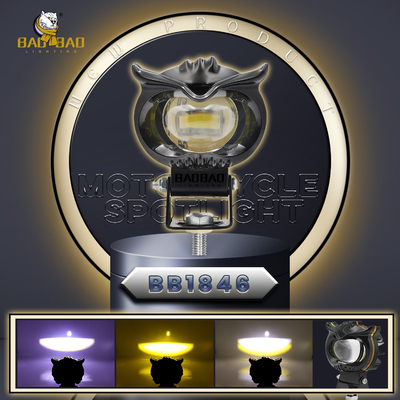80V Owl Desain Putih Kuning Acrylic Ring Sepeda Motor LED Spotlights