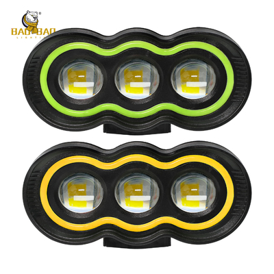 Plastik Hijau Kuning 3 Lampu Depan Sepeda Motor LED Lampu Aksesoris LED Sepeda Motor