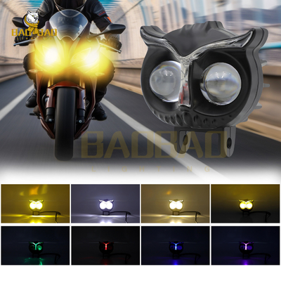 Bentuk burung hantu Aluminium Putih Kuning Dua Warna Sepeda Motor Lampu Kabut LED
