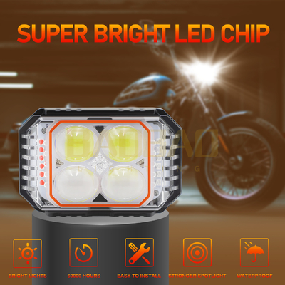80V 4 manik Putih Kuning berkedip Multi Color Metal Motorcycle LED Light