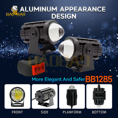 2pcs Putih Kuning Dual Color Aluminium Mini Driving Fog Light Tersedia Untuk Sepeda Motor