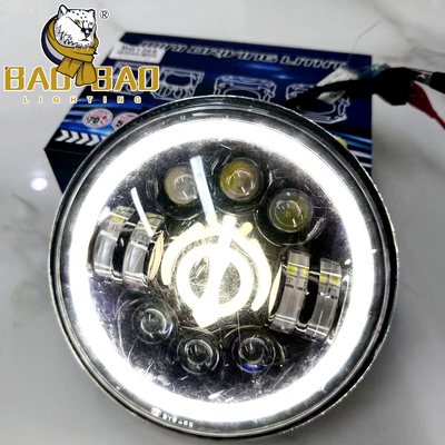 Lampu Depan LED Motor Putih Kuning 7 Inci 12V Tahan Air IP67